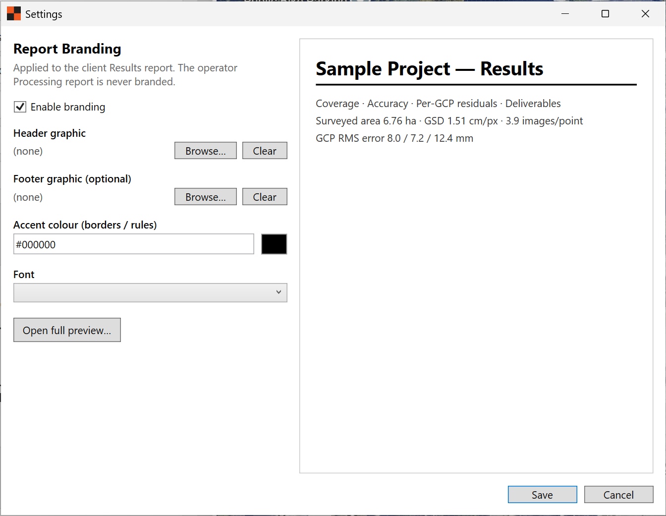 Settings Branding