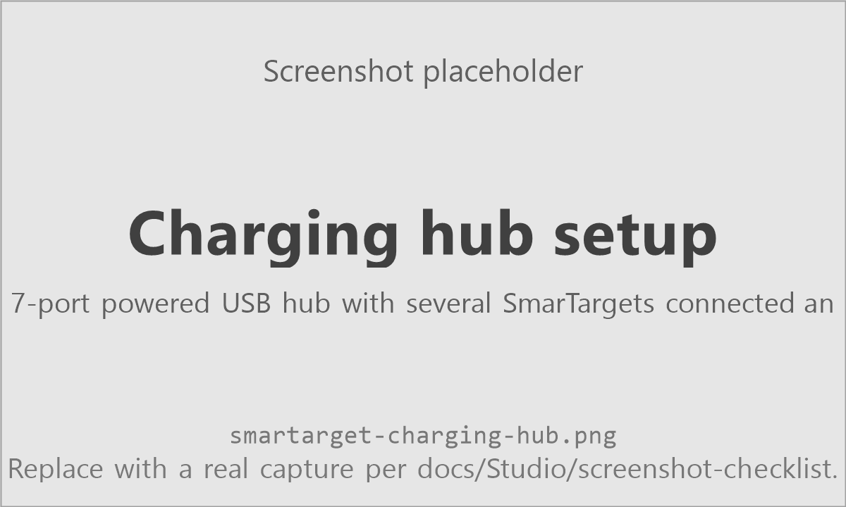 Charging hub setup with several SmarTargets connected