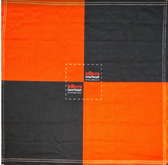 Orange/black cloth target with center placement zone
